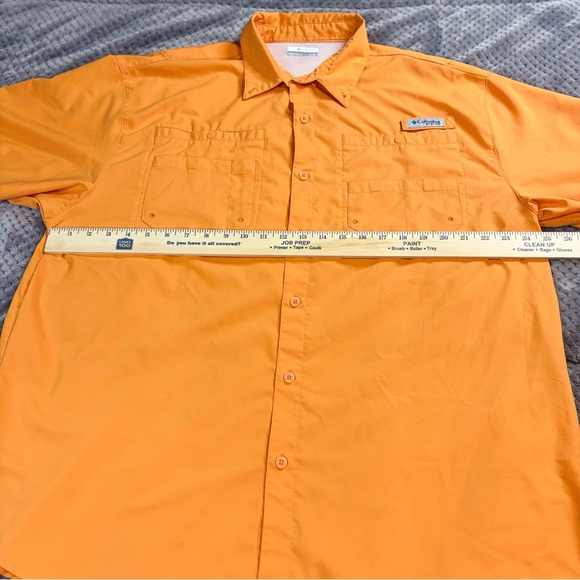 Columbia PFG Fishing Shirt Men's Orange Short Sleeve Vented Sun Protection - Picture 5 of 10